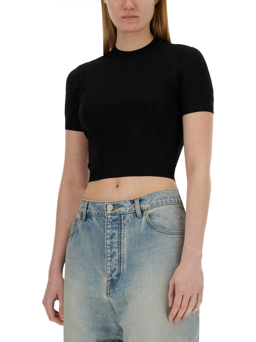 BALENCIAGA Cropped Viscose Mini Shirt - Women's