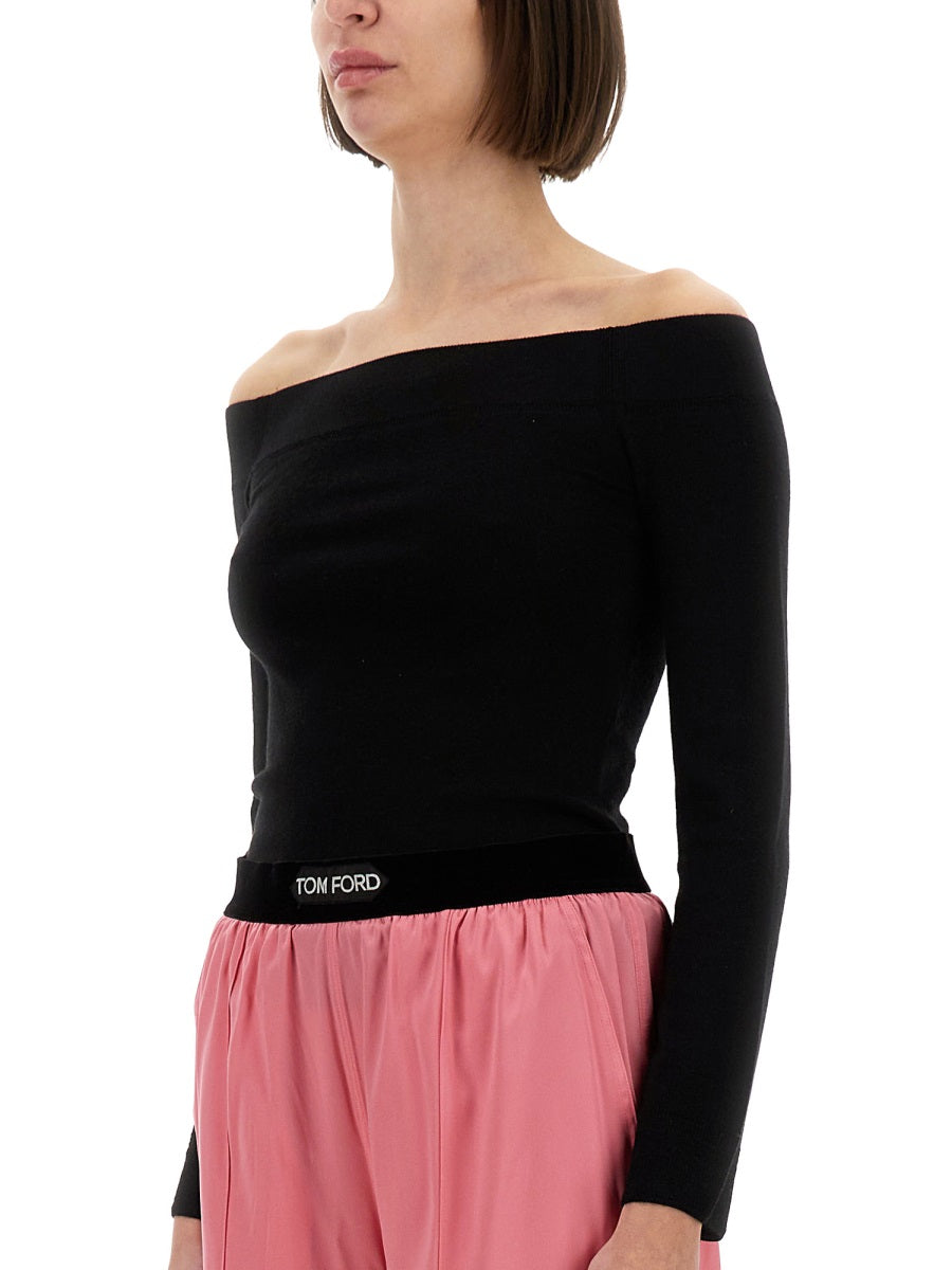 TOM FORD Off the Shoulder Knit Top - Slim Fit (S)