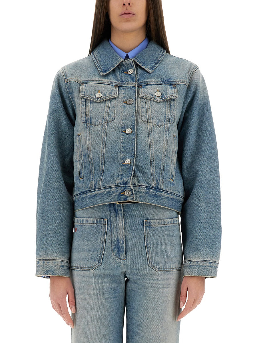 VICTORIA BECKHAM Padded Denim Jacket - Size 8 UK