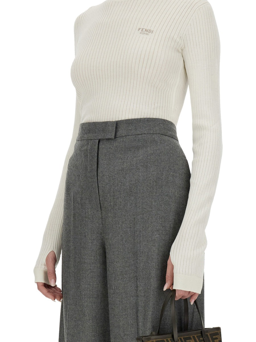 FENDI Slim Fit Wool and Silk Sweater - Size 40 IT