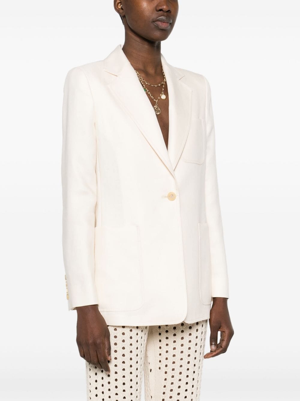 MAX MARA Linen Single-Breasted Blazer Jacket