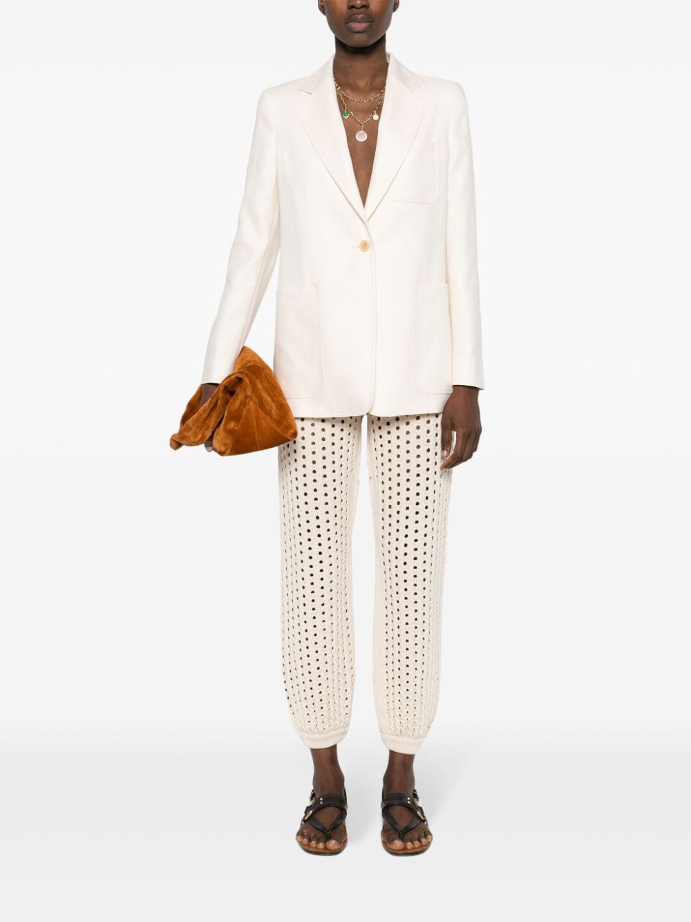 MAX MARA Linen Single-Breasted Blazer Jacket