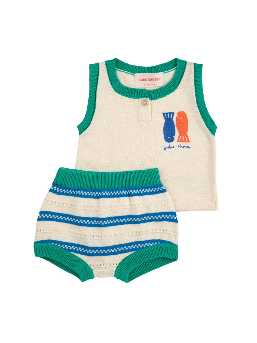 BOBO CHOSES Mini Lucky Fish Organic Cotton Top and Shorts Set