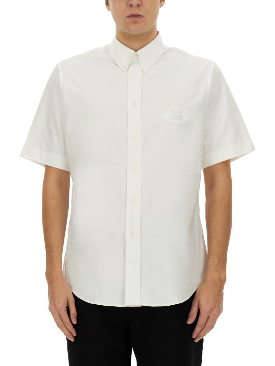 GIVENCHY Custom Fit Short Sleeve Oxford Shirt for Men