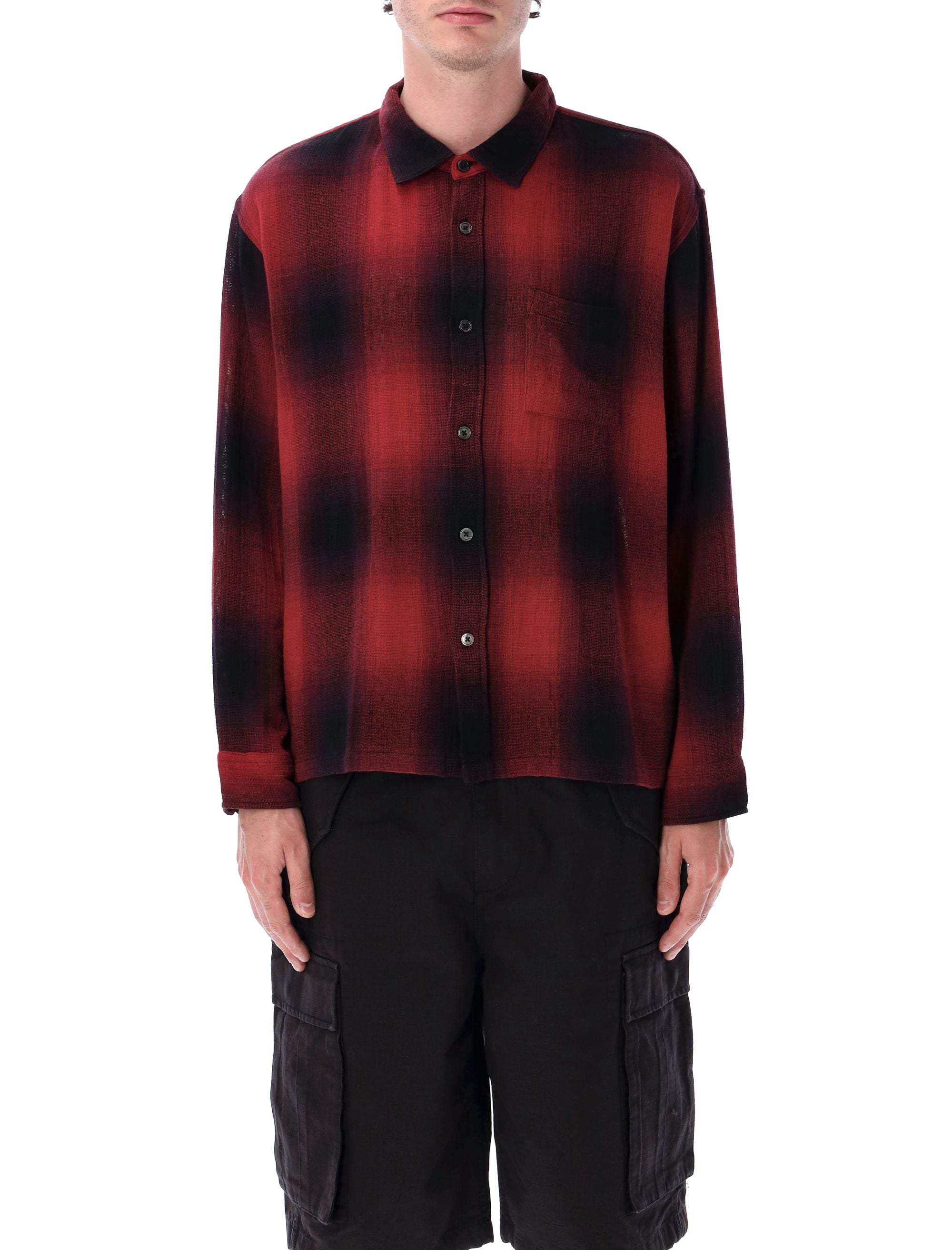 STUSSY Relaxed Fit Loose Weave Plaid Shirt - Men's Large