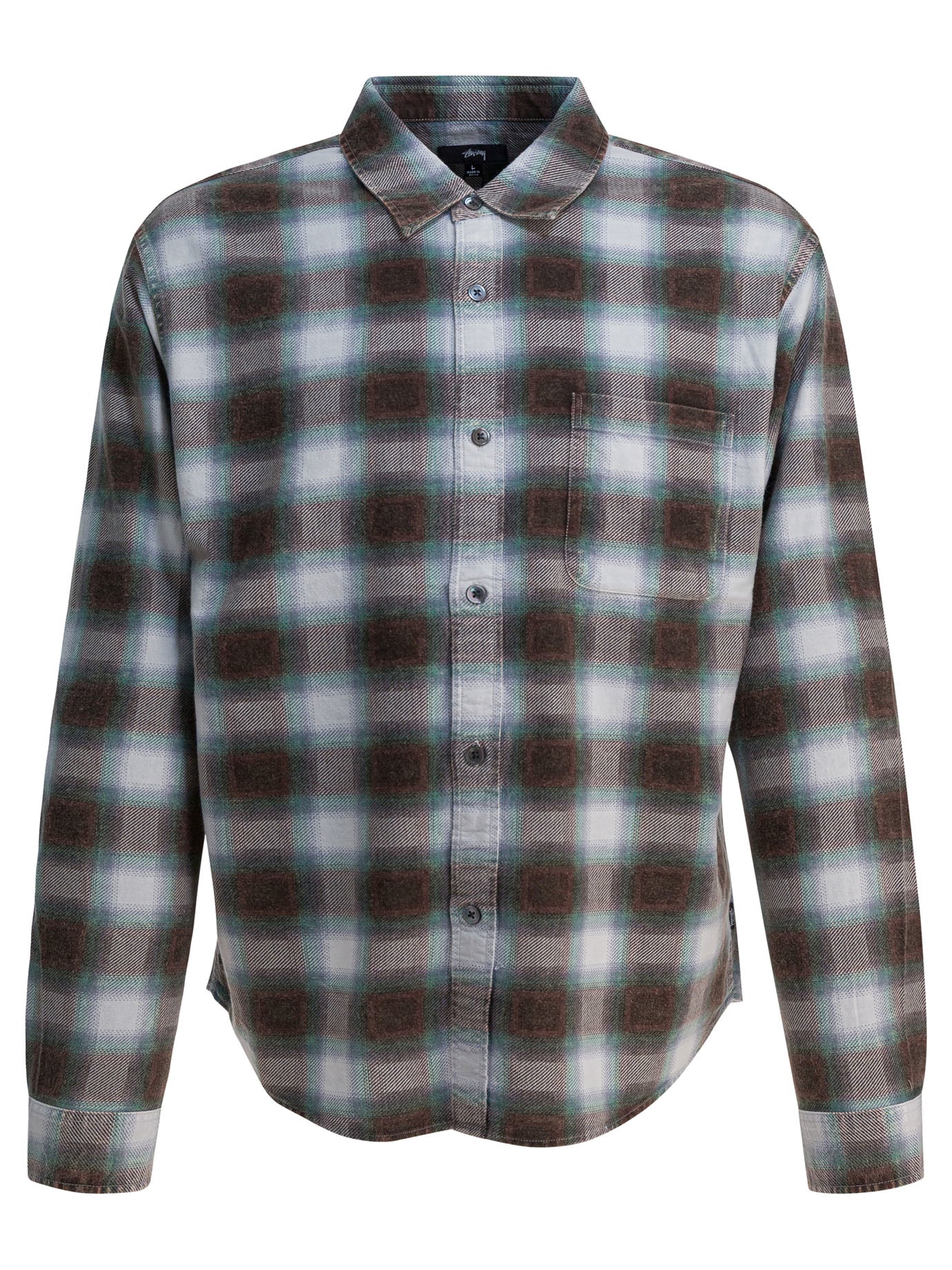 STUSSY Men's Mini Plaid Long Sleeve Shirt