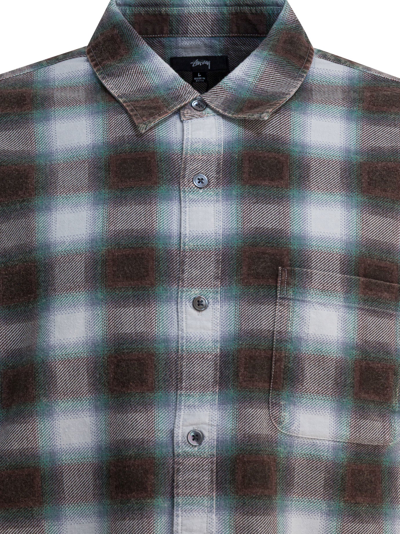 STUSSY Men's Mini Plaid Long Sleeve Shirt
