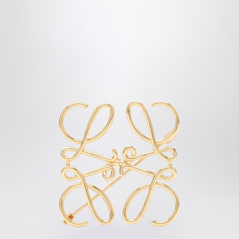 LOEWE Anagram Brooch in Gold Metal for Women