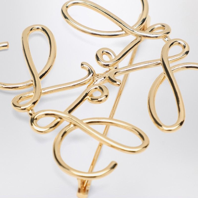 LOEWE Anagram Brooch in Gold Metal for Women