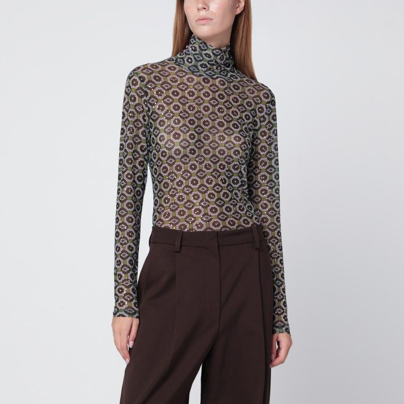DRIES VAN NOTEN Semi-Transparent Print Turtleneck Jumper - Women’s FW25
