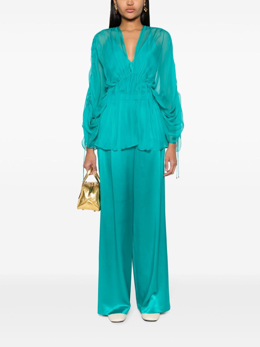 MAX MARA PIANOFORTE Wide-Leg Silk Trousers for Women - SS24 Collection