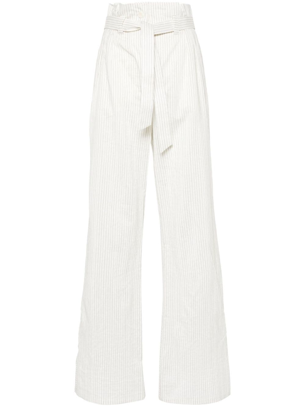 MAX MARA Women's Cotton and Silk Blend Wide Leg Trousers with Detachable Waist Belt