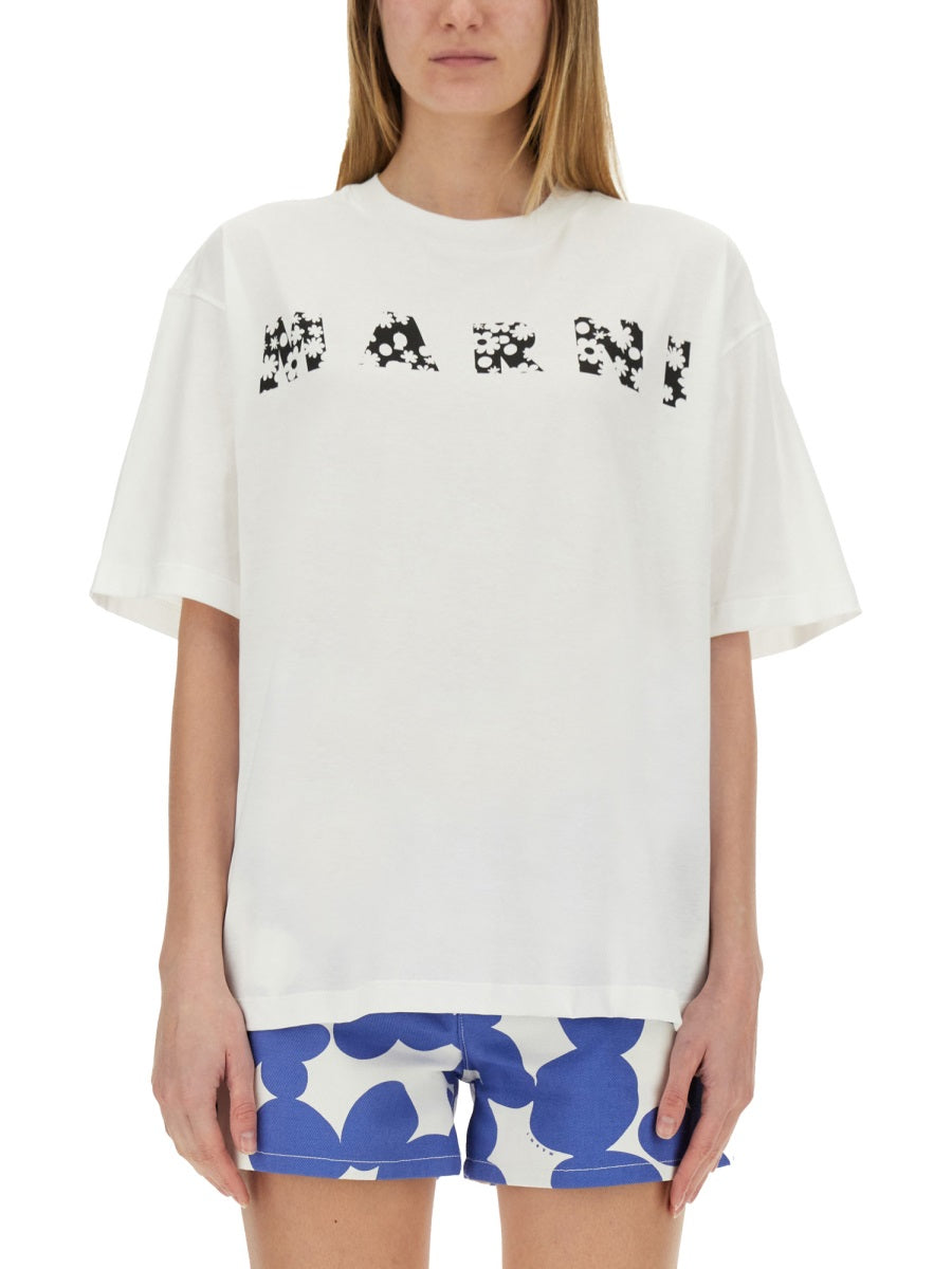 MARNI Cotton Logo T-Shirt in Size 40 IT