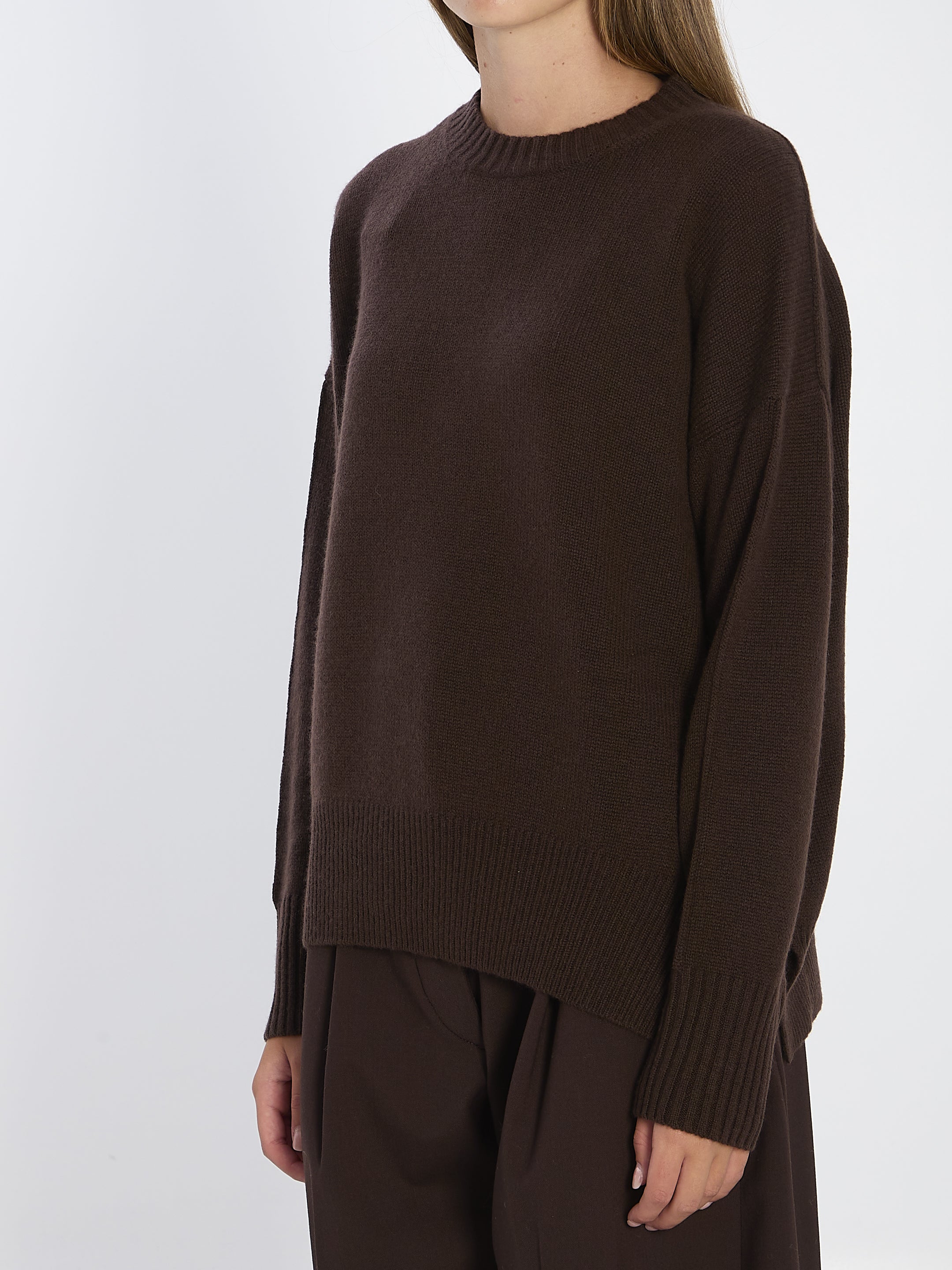 ALLUDE Relaxed Fit Cashmere Sweater with Ribbed Details - Size S