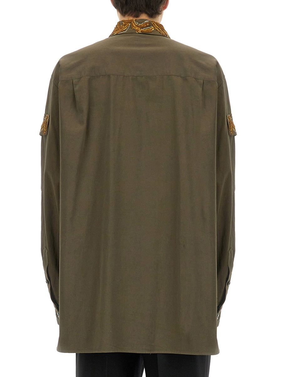 DRIES VAN NOTEN Embroidered Cotton Shirt for Men - Size L