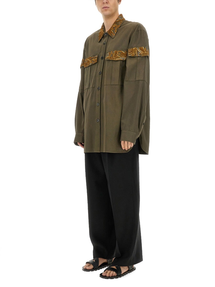 DRIES VAN NOTEN Embroidered Cotton Shirt for Men - Size L