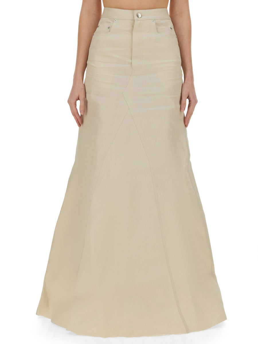 RICK OWENS Linen Long Skirt - Size 38 IT