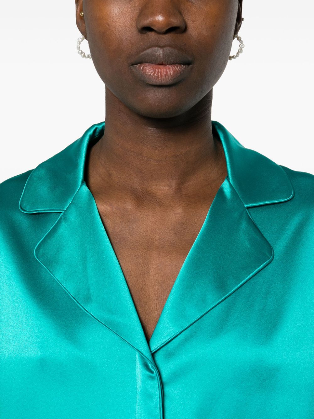 MAX MARA PIANOFORTE Silk Satin Notched Lapel Tunic