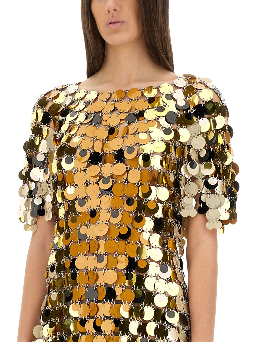 RABANNE Mini Dress with Sparkle Discs