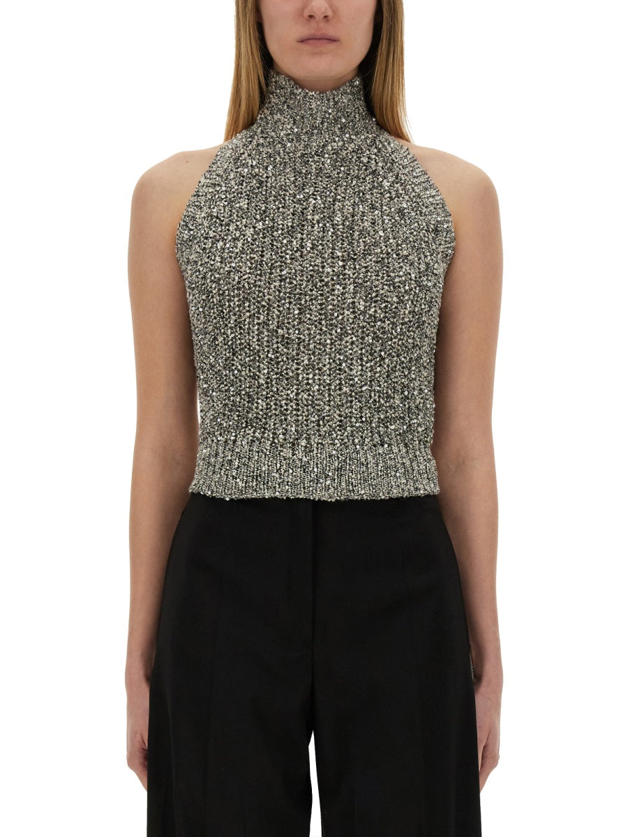 ALYSI Mini Sequined Knit Top (Size S)