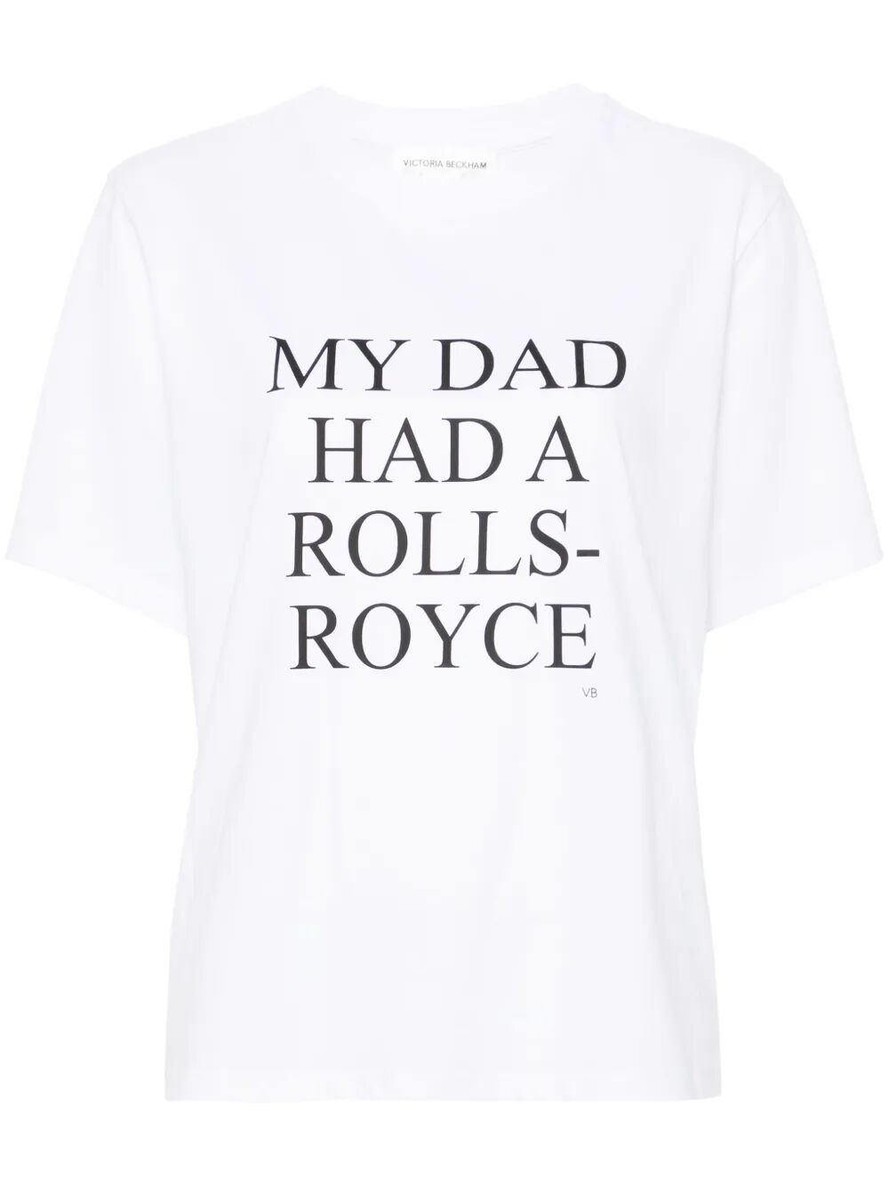 VICTORIA BECKHAM Slogan Cotton T-Shirt - My Dad Had a Rolls-Royce (Relaxed Fit)