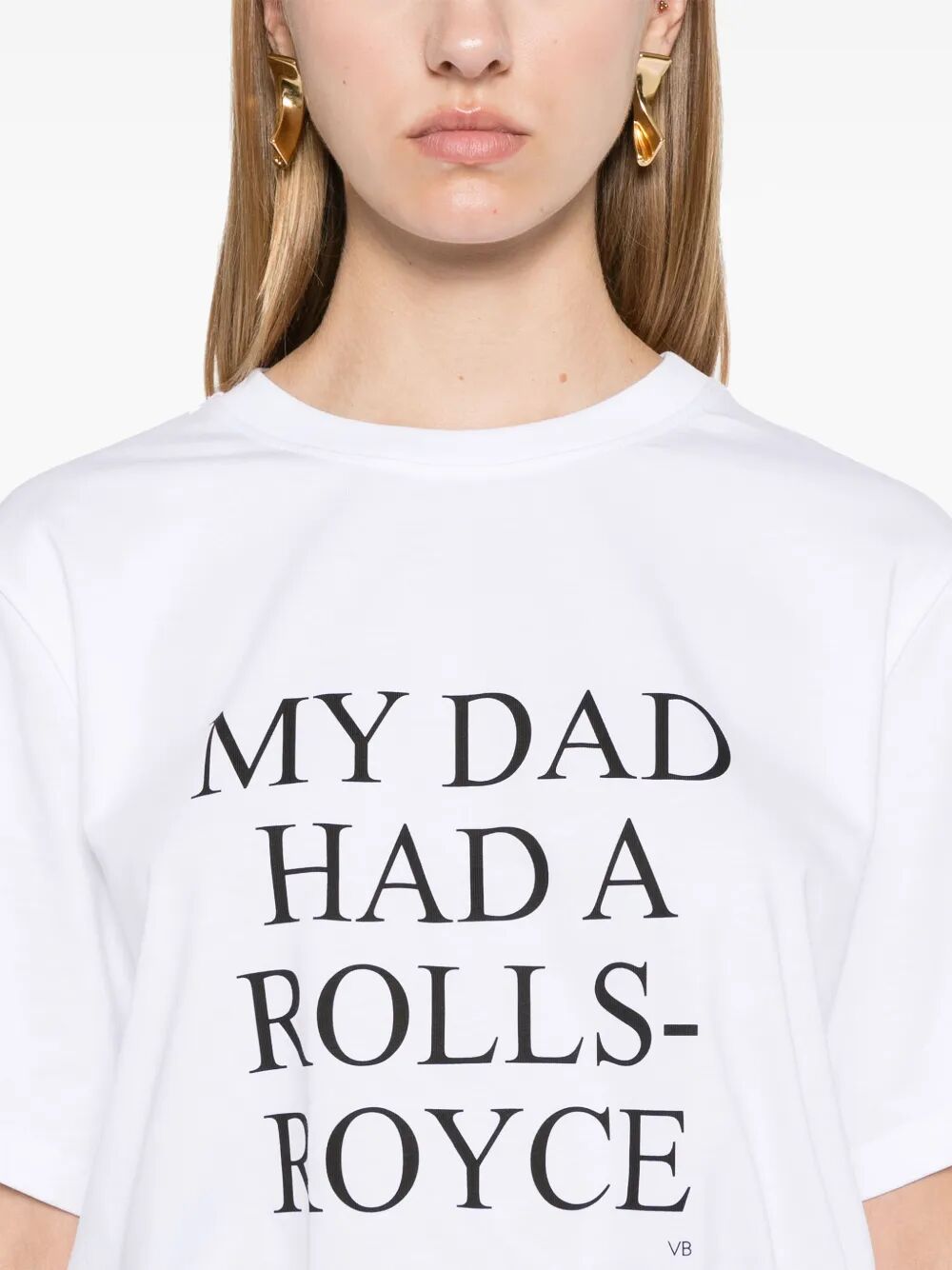 VICTORIA BECKHAM Slogan Cotton T-Shirt - My Dad Had a Rolls-Royce (Relaxed Fit)