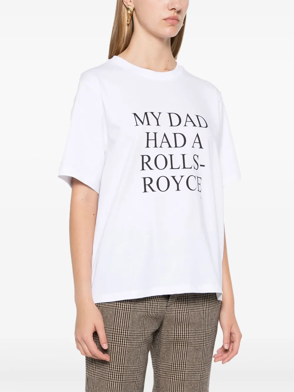 VICTORIA BECKHAM Slogan Cotton T-Shirt - My Dad Had a Rolls-Royce (Relaxed Fit)