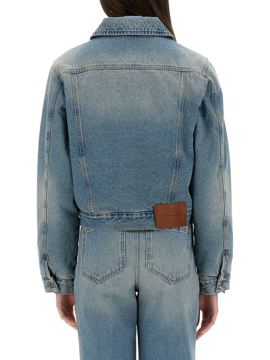 VICTORIA BECKHAM Padded Denim Jacket - Size 8 UK