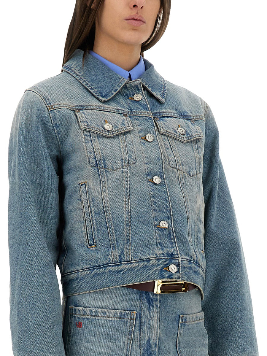 VICTORIA BECKHAM Padded Denim Jacket - Size 8 UK