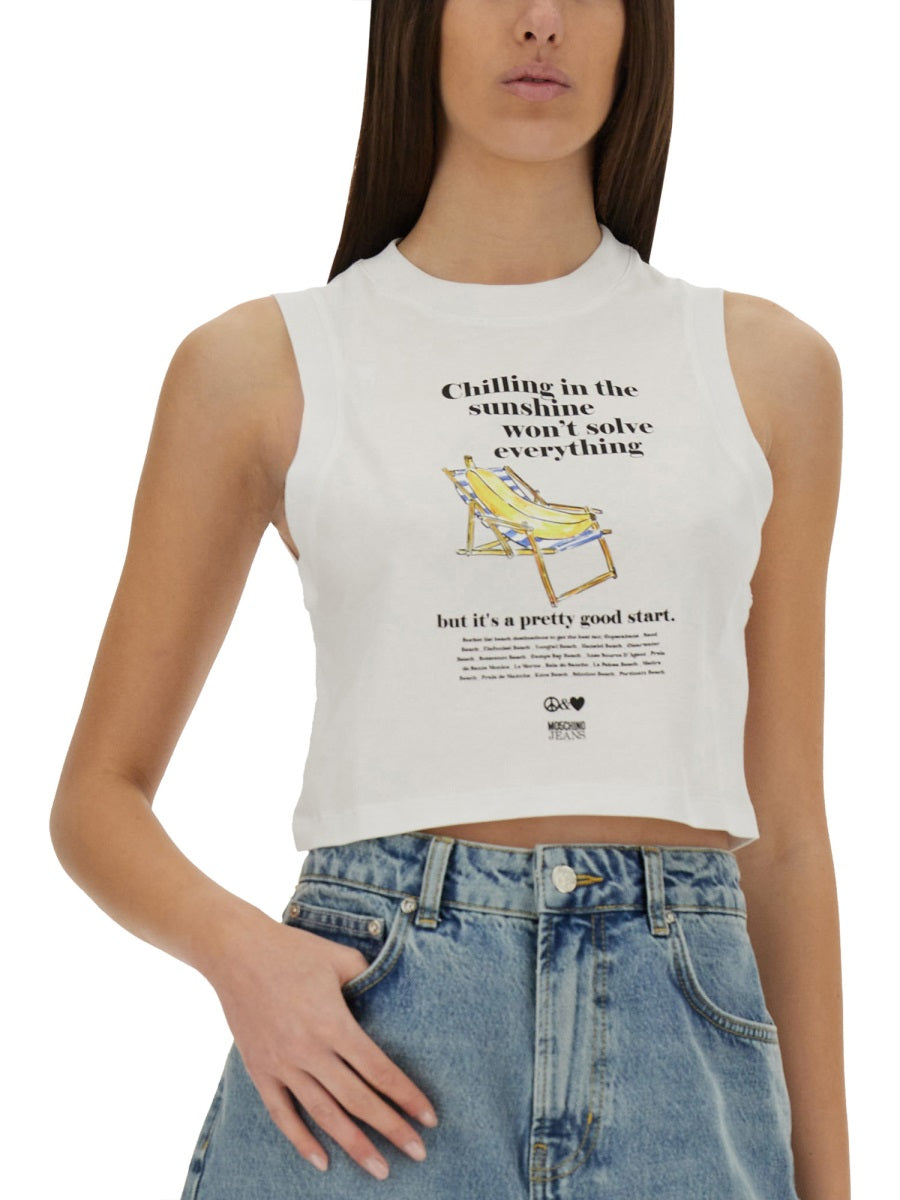 MOSCHINO JEANS Cropped Top with Print - Size S