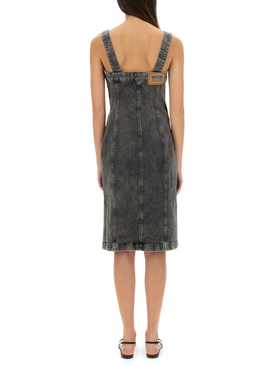 MOSCHINO JEANS Denim Midi Dress - Slim Fit Size S