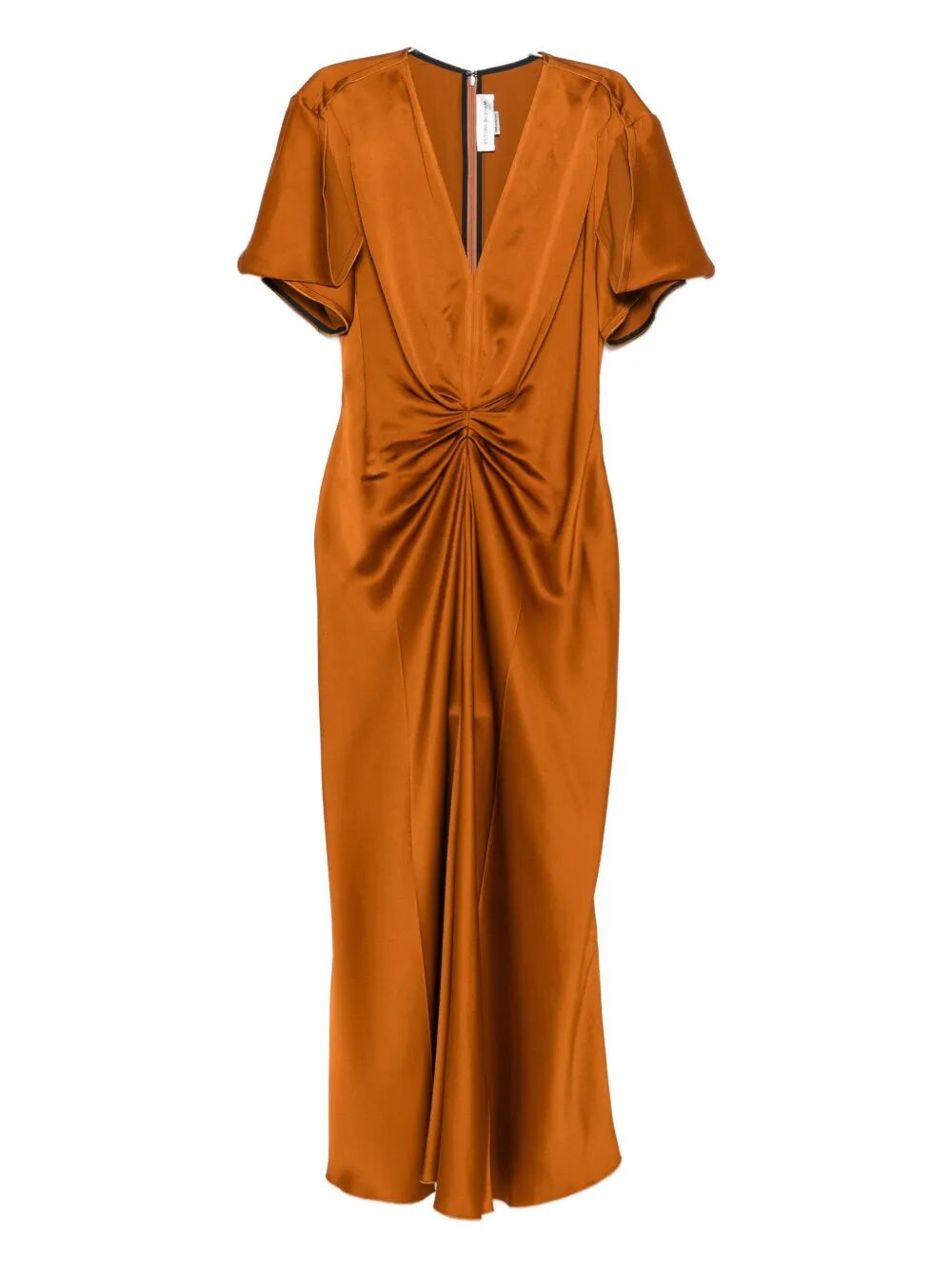 VICTORIA BECKHAM Gathered V Neck Midi Dress