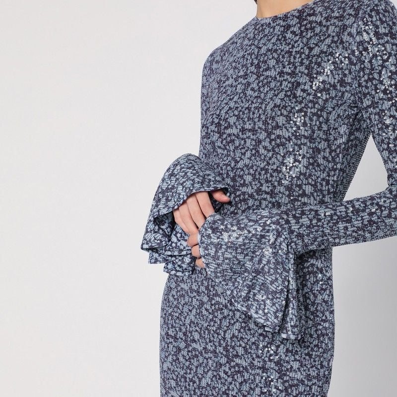 ROTATE BIRGERCHRISTENSEN Fitted Sequined Mini Dress with Purple Print