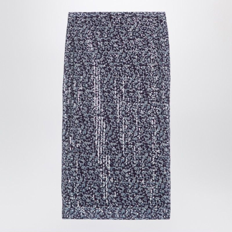 ROTATE BIRGERCHRISTENSEN Sequin Midi Skirt with Radiant Print