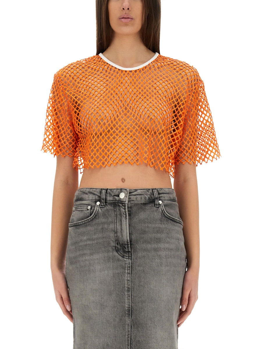 MOSCHINO JEANS Cropped Mesh Mini Top