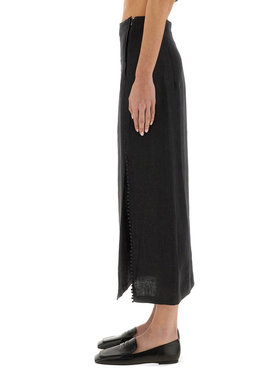 ALYSI Linen Skirt with Slit - Regular Fit