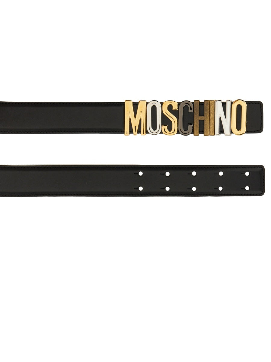 MOSCHINO Mini Logo-Embellished Leather Belt