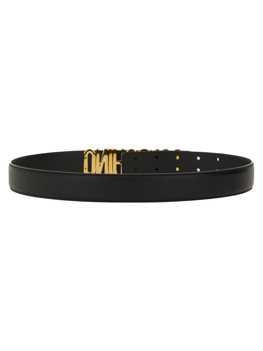 MOSCHINO Premium Leather Logo Belt