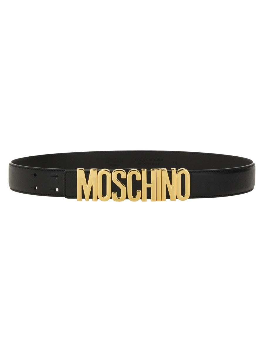 MOSCHINO Premium Leather Logo Belt