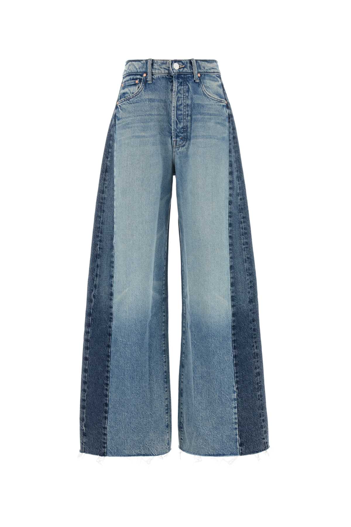 MOTHER Two-Tone Denim Pipe-Dream Wide-Leg Jeans