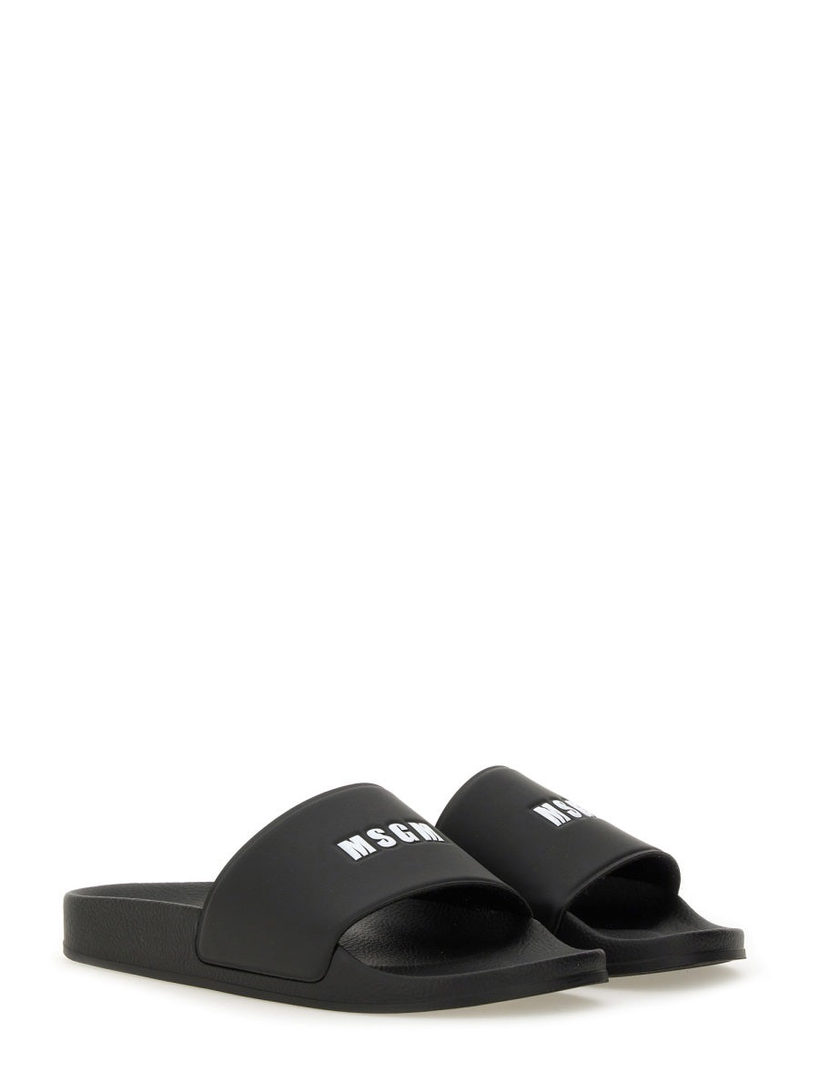 MSGM Sleek Slide Sandal with Logo