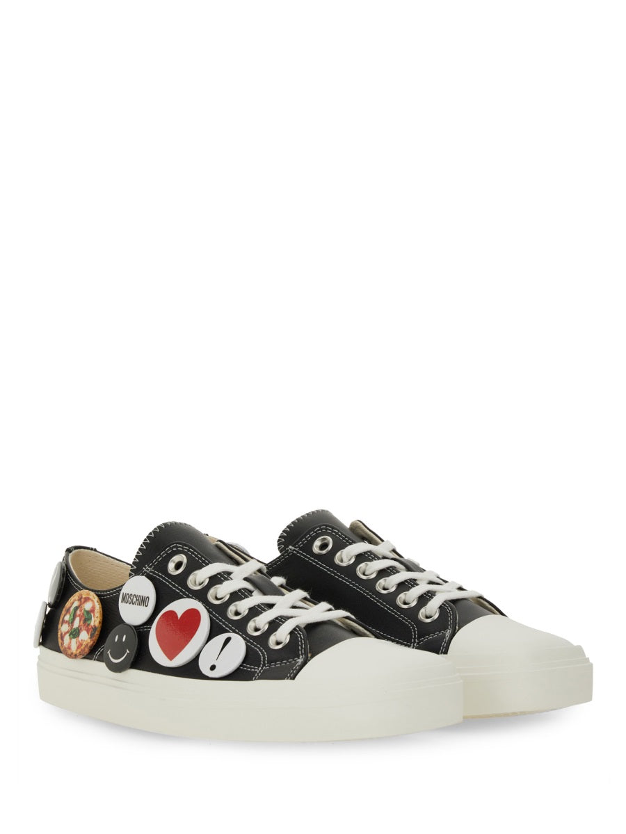 MOSCHINO COUTURE Pin Embellished Leather Sneakers for Women