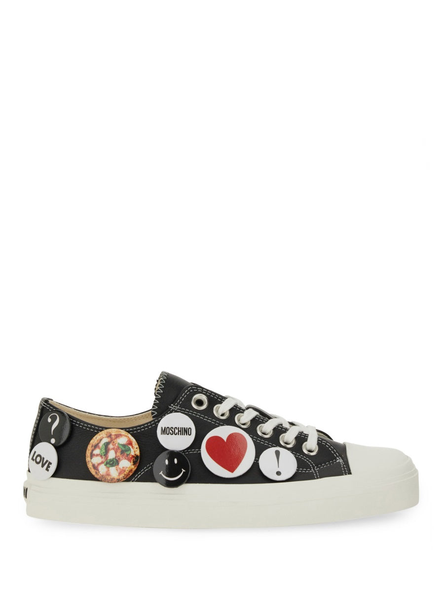 MOSCHINO COUTURE Pin Embellished Leather Sneakers for Women