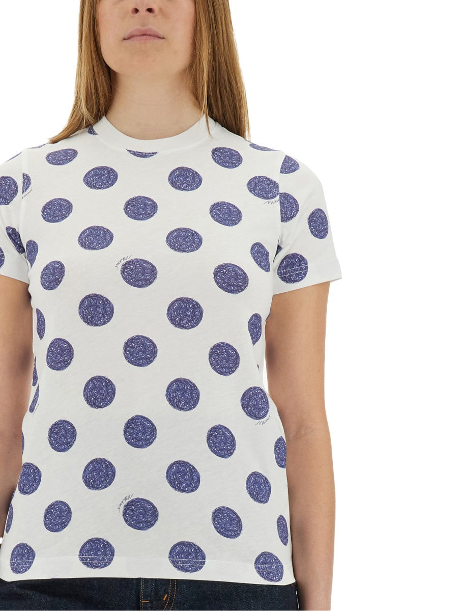 MOSCHINO Ballpoint Pen Polka Dots Regular Fit T-Shirt (Size S)
