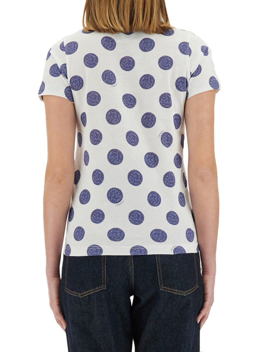 MOSCHINO Ballpoint Pen Polka Dots Regular Fit T-Shirt (Size S)