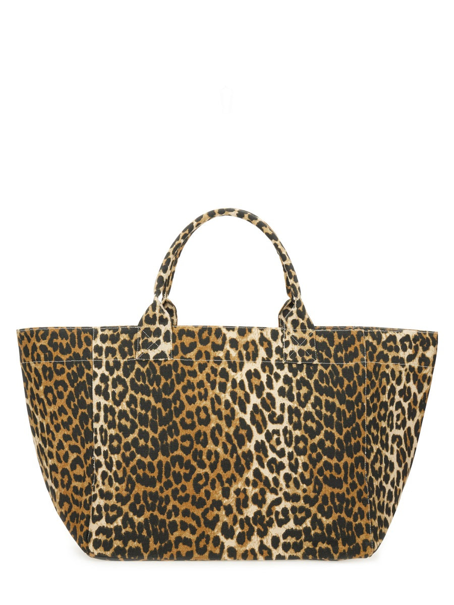 GANNI Mini Animal Print Tote Handbag