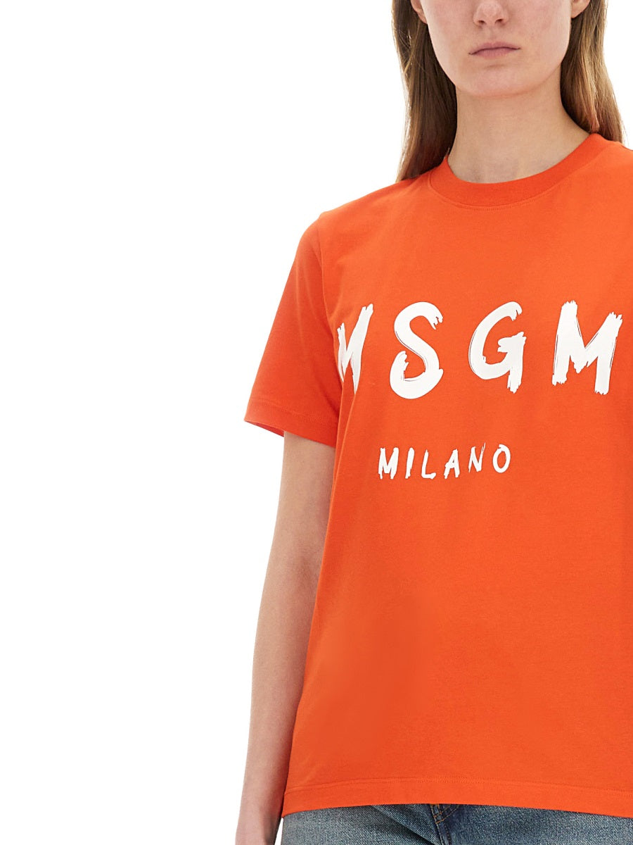 MSGM Regular Fit Logo T-Shirt - Women's Size S