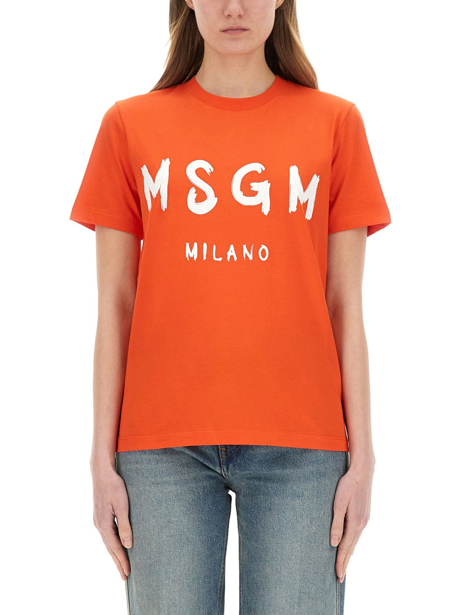 MSGM Regular Fit Logo T-Shirt - Women's Size S