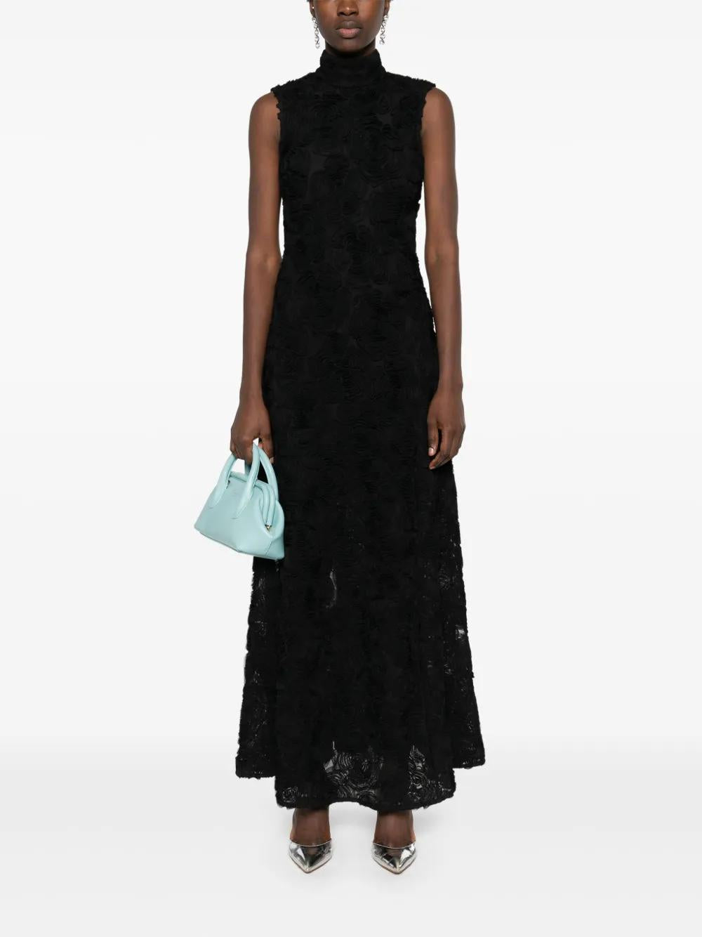 ROTATE BIRGERCHRISTENSEN Elegant Floral Mesh Maxi Dress