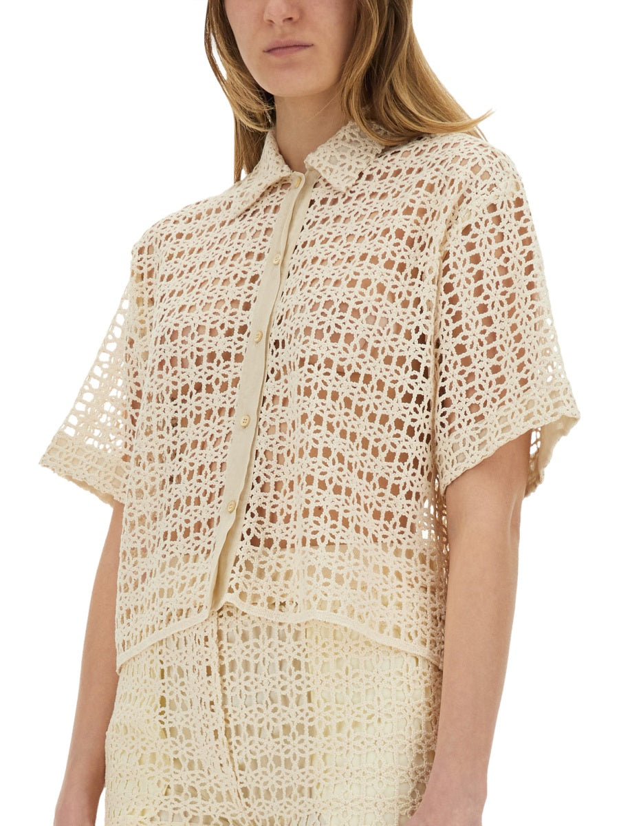 ALYSI Cropped Macramé Shirt